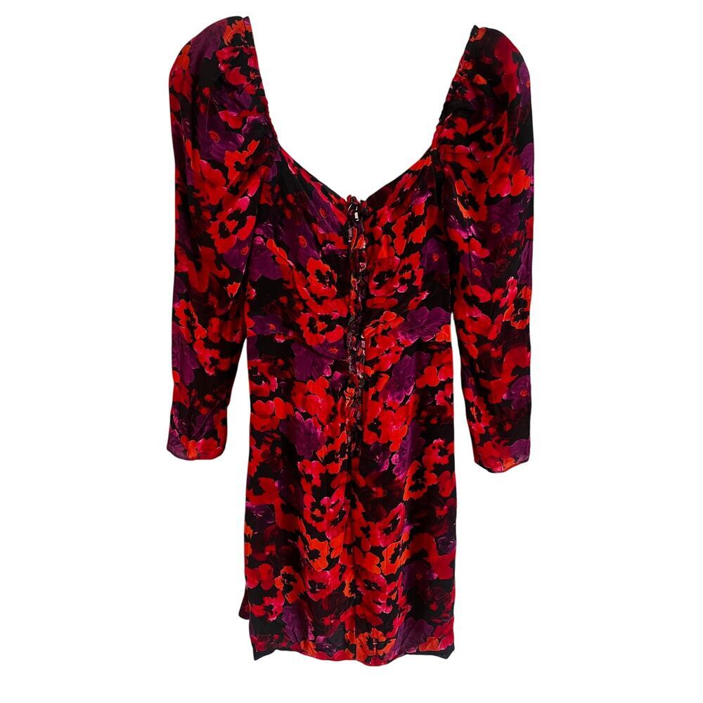 Saylor Alouette Floral Mini Dress Long Puff Sleeve Size Small Poppy - Picture 7 of 8